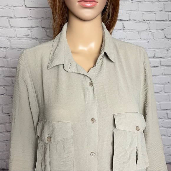 Cheap Monday Grey Wrinkled Long Sleeve Shirt Size M - Picture 2 of 14